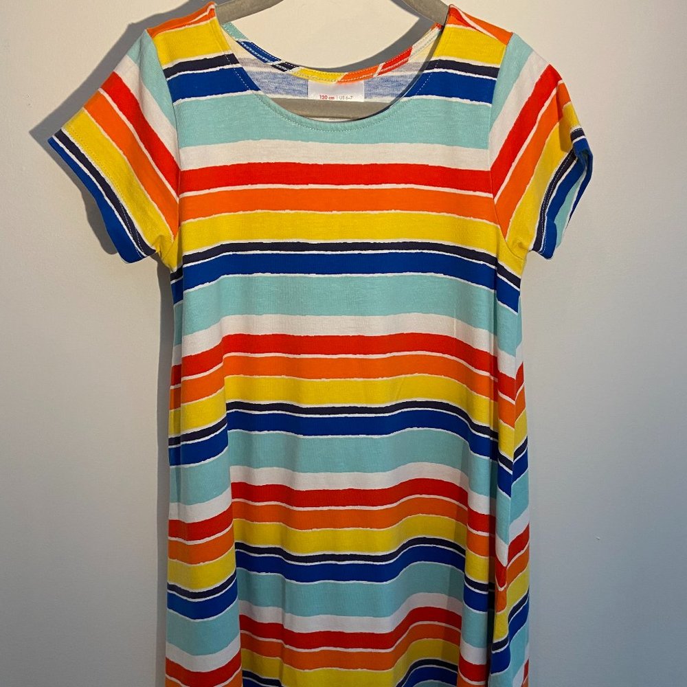Hanna Rainbow Stripe Swing Dress - Size  120 (6/7)